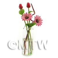 4 Miniature Pink Multi-Petal Long Stemmed Flowers 