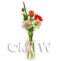 Dolls House Miniature Mixed Cut Flowers in a Glass Vase 