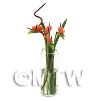 4 Miniature Birds of Paradise in a Glass Vase 