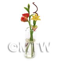 Miniature Mixed Cut Flowers in a Glass Vase 