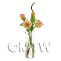 4 Miniature Long Stemmed Yellow Roses in a Glass Vase 