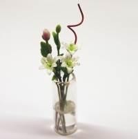 5 Miniature Long Stemmed White Lilies in a Glass Vase 