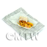 1/12th scale - Dolls House Miniature Battered Sausage And Chips 