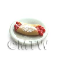 Dolls House Miniature Folded Red Berry Pancakes Dusted with Icing Sugar