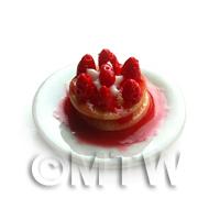 Dolls House Miniature Pancake Tower topped with Strawberries and Syrup 