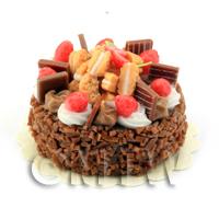 Dolls House Miniature Strawberry Chocolate Fudge Cake