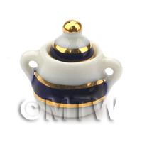 Dolls House Miniature Blue and Metallic Gold Sugar Pot