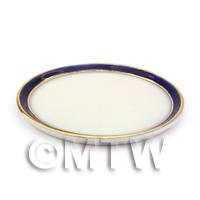 Dolls House Miniature Blue and Metallic Gold Ceramic Tray