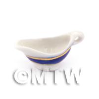 Dolls House Miniature Blue and Metallic Gold Gravy Boat