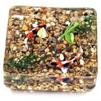 Doll House Miniature Resin Koi Pond With 2 Koi Carp