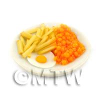 Dolls House Miniature Egg, Beans And Chips Meal