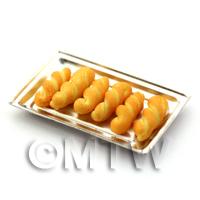 Dolls House Miniature Freshly Baked Bread Twists On A Metal Tray