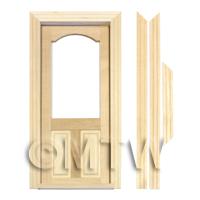 Dolls House Decorative Wood Door With Glazed Upper Panel