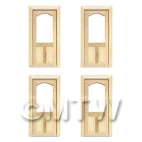 4 x Dolls House Decorative Wood Door With Glazed Upper Panel