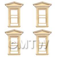4 x Dolls House Single Opening Sash Window With Pointed Parapet
