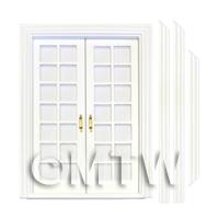 Dolls House White Painted Double Internal 14 Pane Glazed Doors