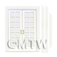 Dolls House White Painted Double Internal 14 Pane Glazed Doors