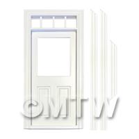 Dolls House Decorative White Painted Door With Glaze Pane And 4 Open Panes