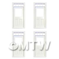 4 x Dolls House Decorative White Door With Glazed Pane And 4 Open Panes