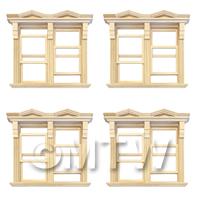 4 x Dolls House Double Opening Sash Window With Small Pointed Parapets