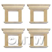 1/12th scale - 4 x Dolls House Square Wood Window With Decorative Frame