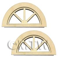 Pair Of Dolls House Miniature Wood Half Moon Windows 