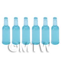 Set of 6 Pale Blue Dolls House Miniature Resin Drinks Bottles