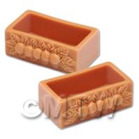 1/12th scale - Pair of Dolls House Miniature Terracotta Style Resin Flower Pots - Style 1