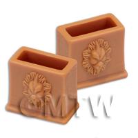 Pair of Dolls House Miniature Terracotta Style Resin Flower Pots - Style 2