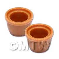 Pair of Dolls House Miniature Terracotta Style Resin Flower Pots - Style 6