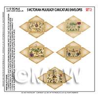 Dolls House Set of 5 Victorian Mulready Caricature Letters Set 11