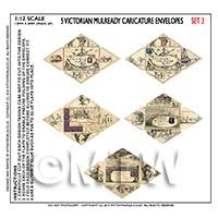 Dolls House Set of 5 Victorian Mulready Caricature Letters Set 15