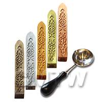 Set Of Five Gold Toned Wax Sticks With Wax Melting Spoon 