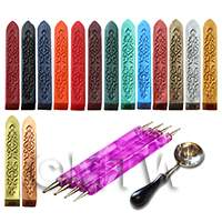 Set Of Fifteen Wax Sticks With Wax Melting Spoon And Tools