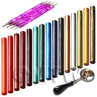 Set Of Fifteen Round Wax Sticks With Wax Melting Spoon And Tools
