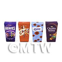 Dolls House Miniature Selection of 4 Chocolate Boxes