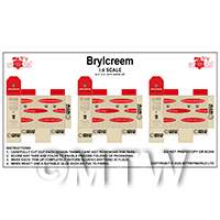 1:6th Dolls House Miniature Packaging Sheet of 3 Brylcreem Boxes