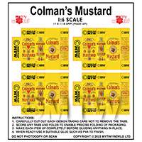 1:6th Dolls House Miniature Packaging Sheet of 4 Colmans Mustard