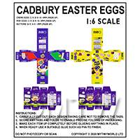 1:6th Dolls House Miniature Packaging Sheet of 4 Easter Eggs (Set A)