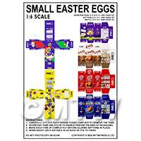 1:6th Dolls House Miniature Packaging Sheet of 6 Mixed Easter Eggs (Full Set)