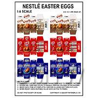 1:6th Dolls House Miniature Packaging Sheet of 6 Easter Eggs (Set B)