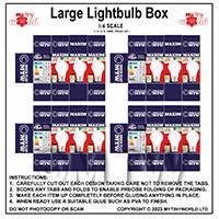1:6th Dolls House Miniature Packaging Sheet of 4 Large Lightbulb Boxes