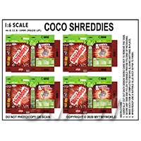 1:6th Dolls House Miniature Packaging Sheet of 4 Coco Shreddies