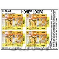 1:6th Dolls House Miniature Packaging Sheet of 4 Honey Loops