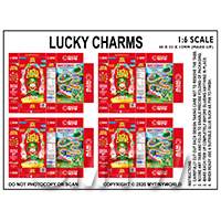 1:6th Dolls House Miniature Packaging Sheet of 4 Lucky Charms
