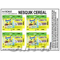 1:6th Dolls House Miniature Packaging Sheet of 4 Nesquik Cereal