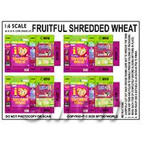 1:6th Dolls House Miniature Packaging Sheet of 4 Fruitful Shredded Wheat