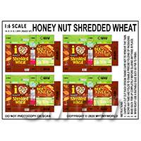 1:6th Dolls House Miniature Packaging Sheet of 4 Honey Nut Shredded Wheat
