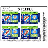 1:6th Dolls House Miniature Packaging Sheet of 4 Shreddies Cereal