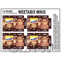 1:6th Dolls House Miniature Packaging Sheet of 4 Weetabix Minis